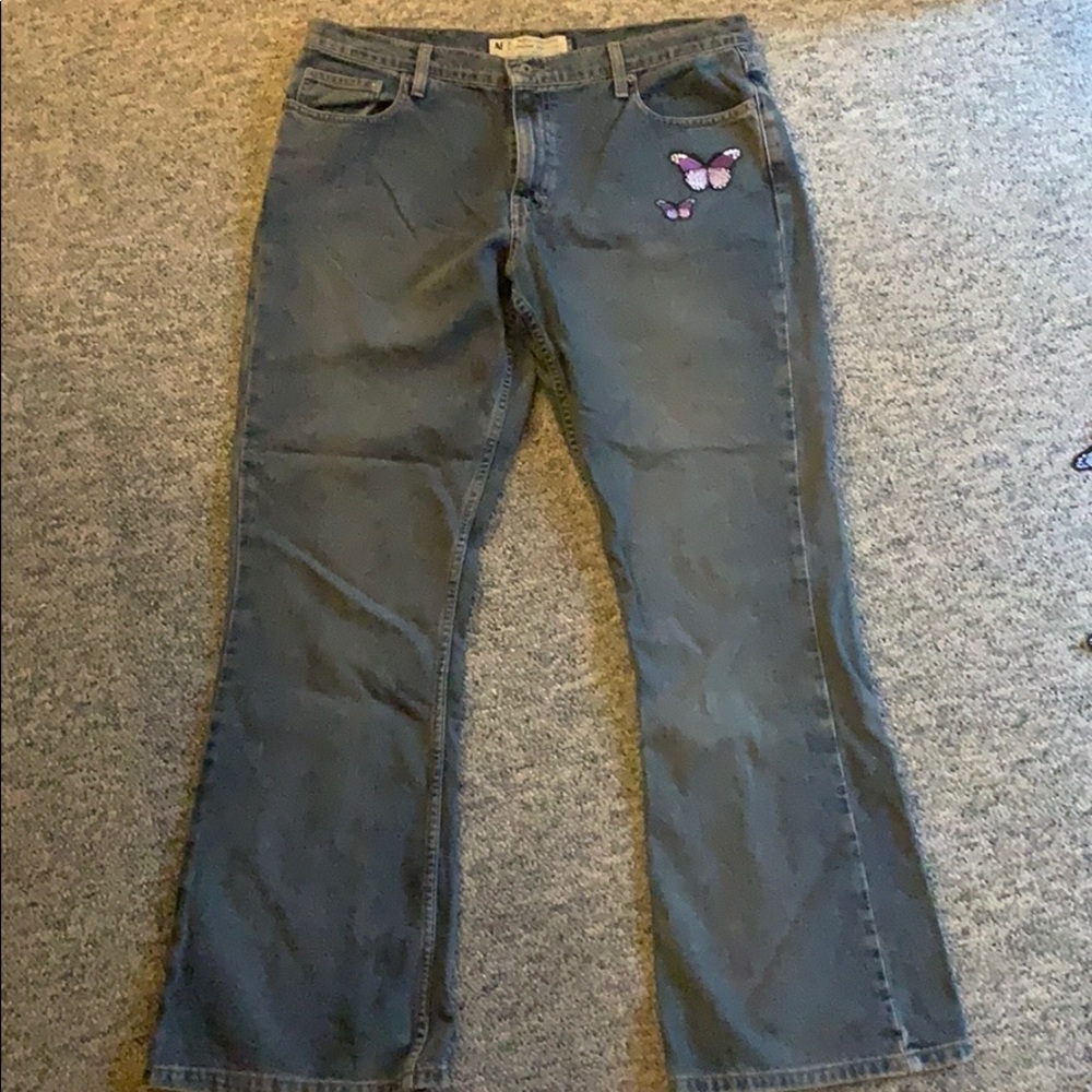90s style custom butterfly jeans